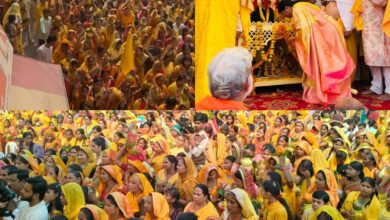 इटावा के रामलीला मैदान से कलश यात्रा निकाली गई