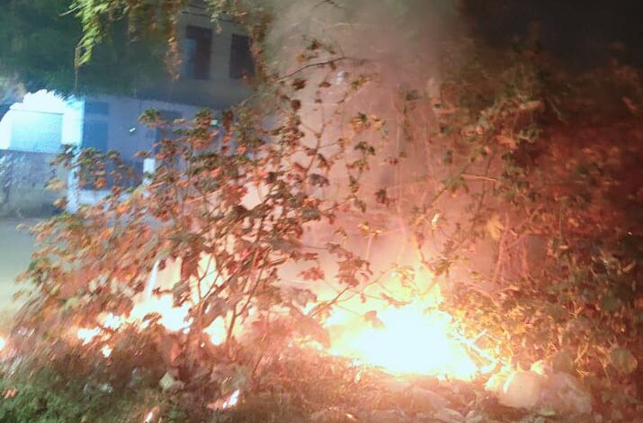 खाली प्लाट में लगी आग समय रहते बुझाई गई